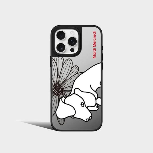 Abstract Drawing Dogs Mirror iPhone Case