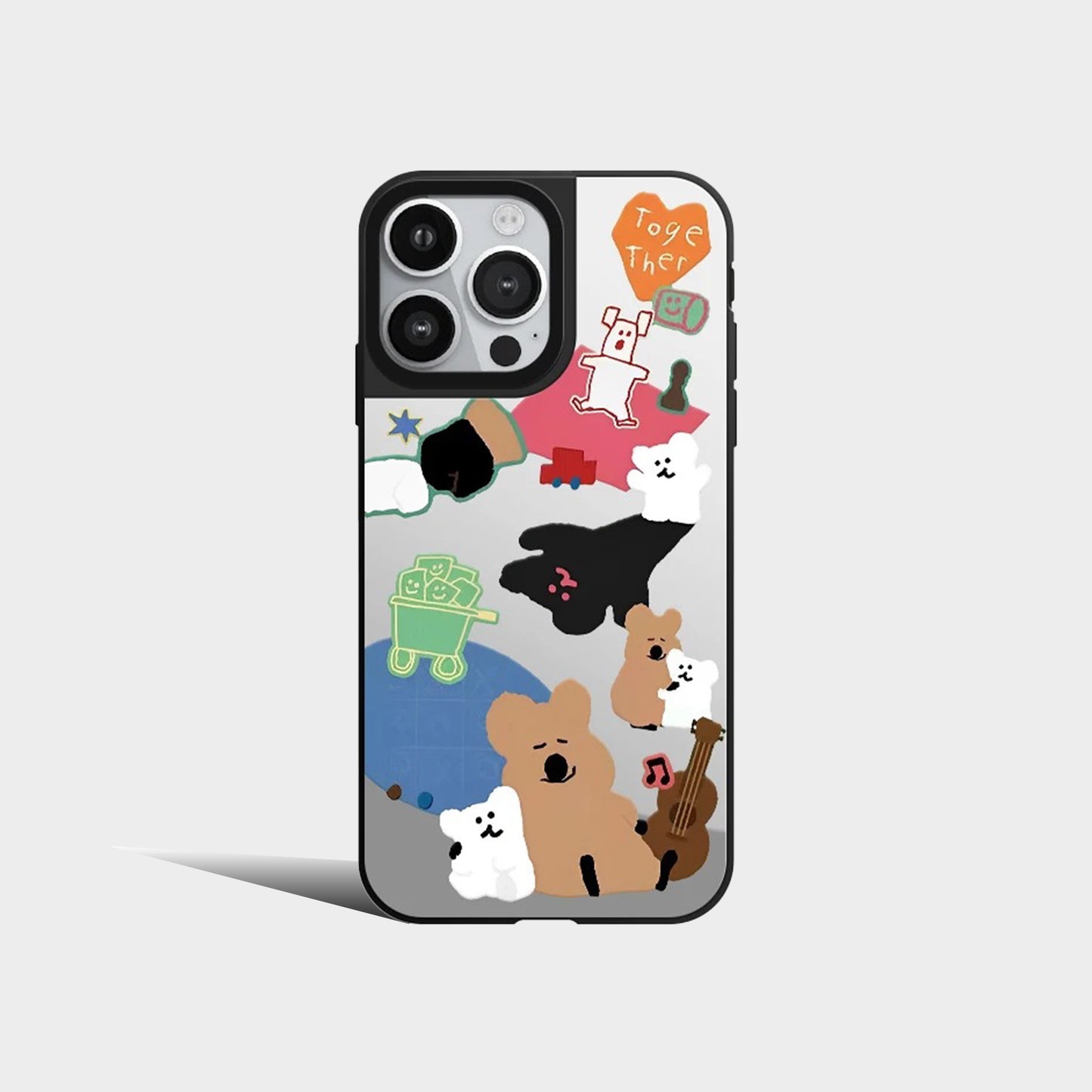 Mirror Cute Brown Bear And Friends Phone Case