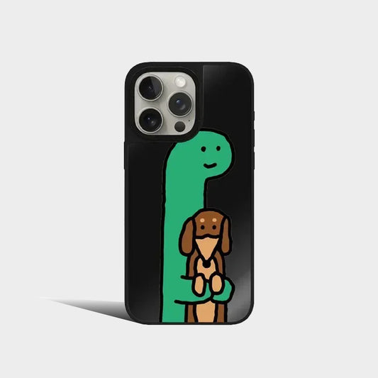 Cartoon Dinosaur Mirror Magnetic iPhone Case