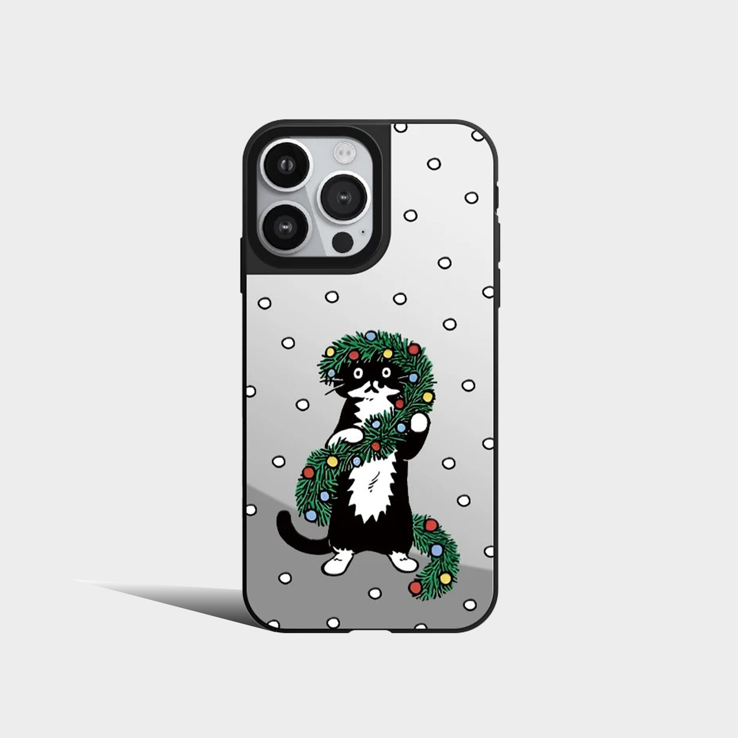 Christmas Black Cat Mirror Phone Case