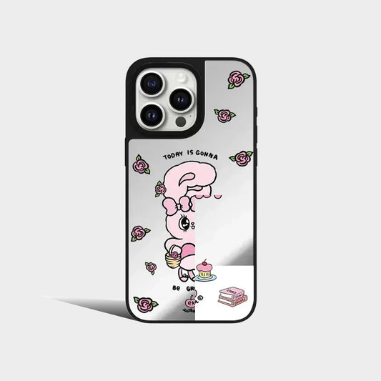 Cartoon Pink Rabbit Mirror Magnetic iPhone Case