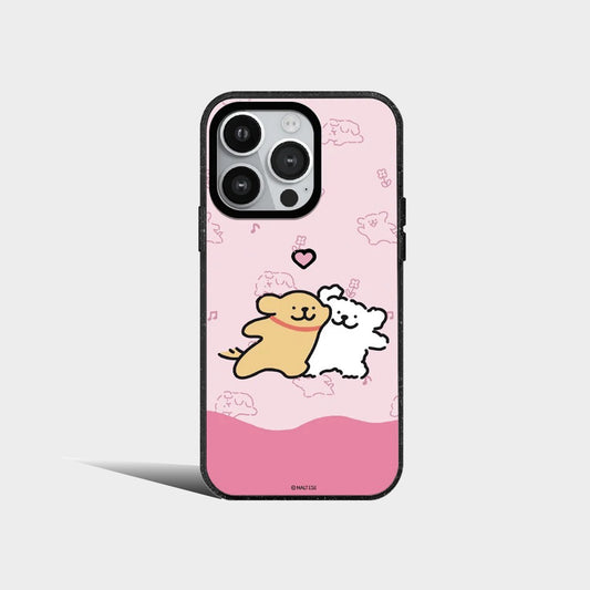 Korea Cute Dog Line White Brown Puppy Phone Case