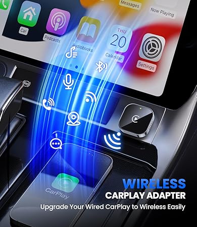 YODHA Wireless CarPlay Adapter Upgrade Wired CarPlay to Wireless, Mini Cube Design for Cars with Built-in Wired Apple CarPlay Plug and Play Easy Use Fast Stable Connection Car Play for iPhone
