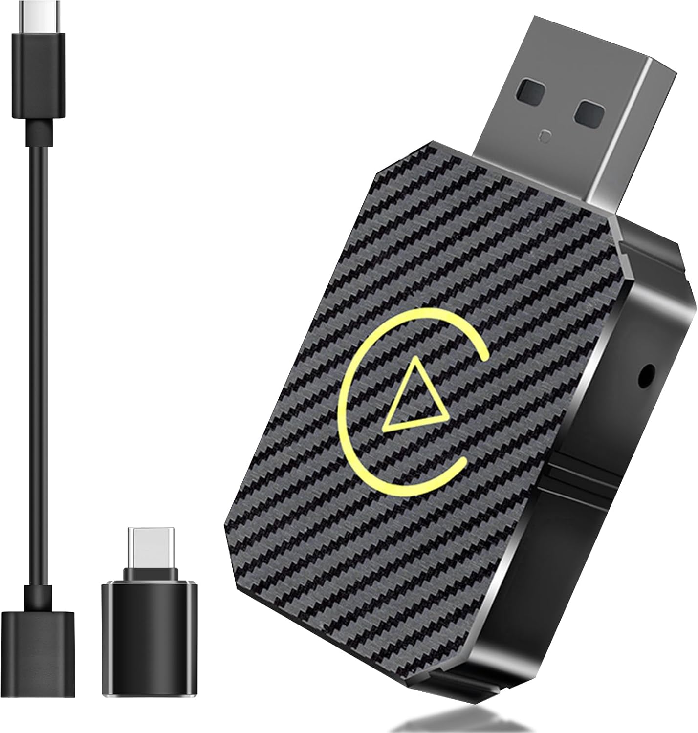 YODHA Wireless CarPlay Adapter for Apple iPhone, No Lag for Convert Wired to Wireless CarPlay Adapter from iOS10+, Mini Size with Extension Cable USB & USB-C/Type-C, Compatible for Cars from 2017