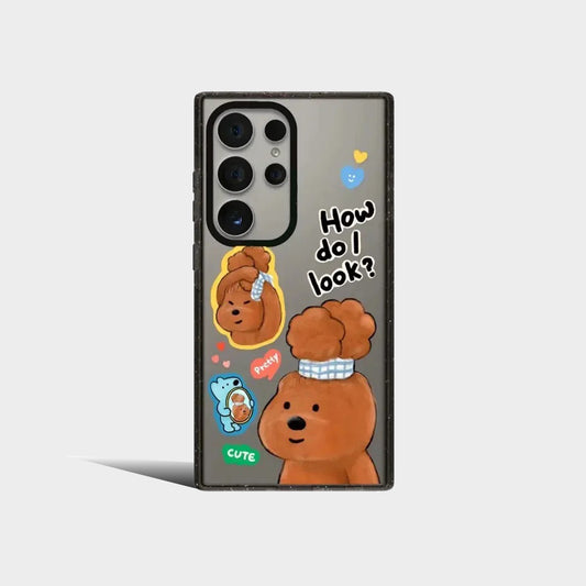 Cute Blue Brown Bear Acrylic Protective Case for Samsung Galaxy