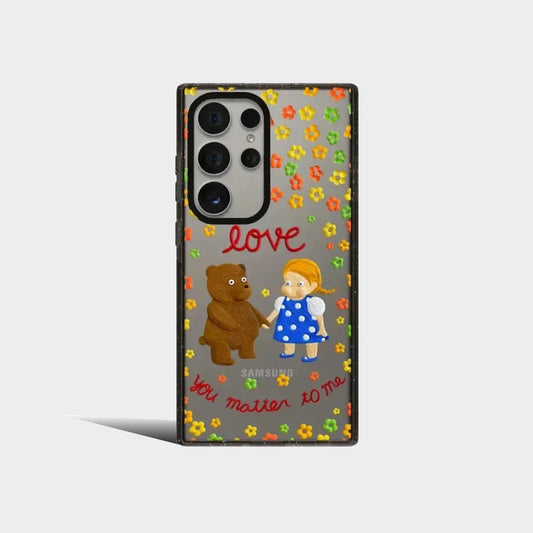 Cute Bear Puppy Acrylic Protective Case for Samsung Galaxy