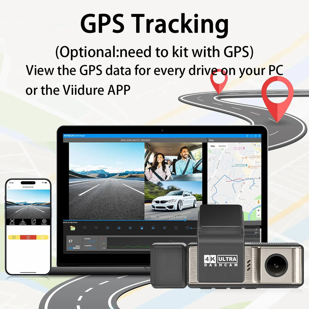 YODHA M8 - 4K+1080P+1080P Wifi G-Sensor Loop Recording ADAS 24 Hour Time Lapse Parking Mode (Hardwire Kit Required)