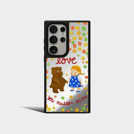 Cartoon Animals Mirror Surface Protective Case for Samsung Galaxy