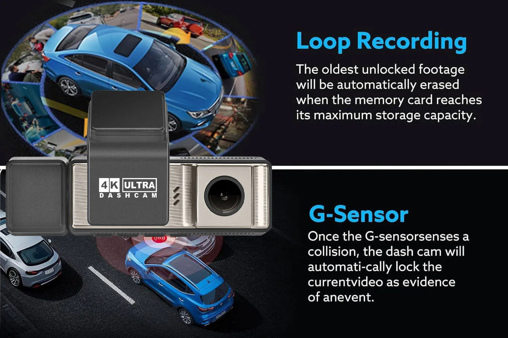 YODHA M8 - 4K+1080P+1080P Wifi G-Sensor Loop Recording ADAS 24 Hour Time Lapse Parking Mode (Hardwire Kit Required)