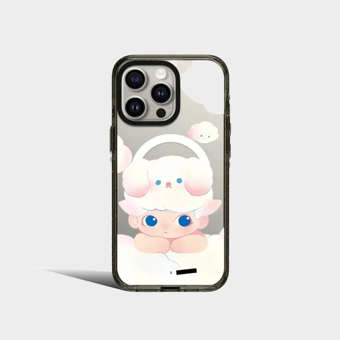 Cartoon Doll Cloud 2.0 Acrylic Black Border iPhone Case