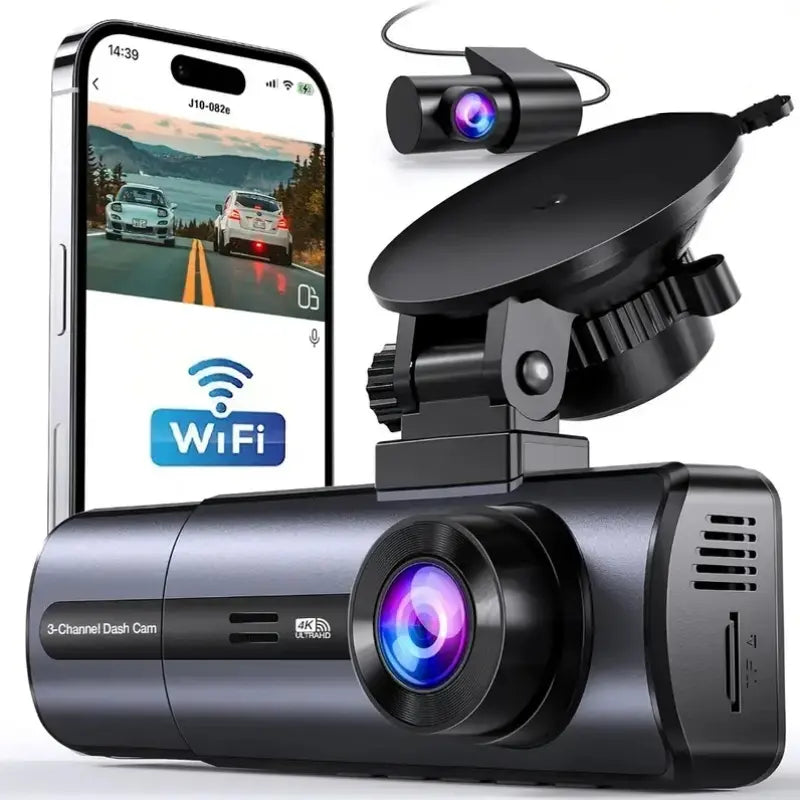 YODHA 3G - 4K+1080P+1080P WIFI Night Vision G-Sensor 24HR Time Lapse Parking Mode (Hardwire Kit)