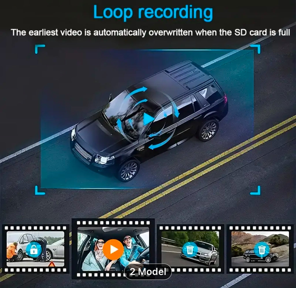 YODHA 3Y - Dash Cam WIFI IR Night Vision Loop Recording & 2" IPS Screen 1080P 3 Camera