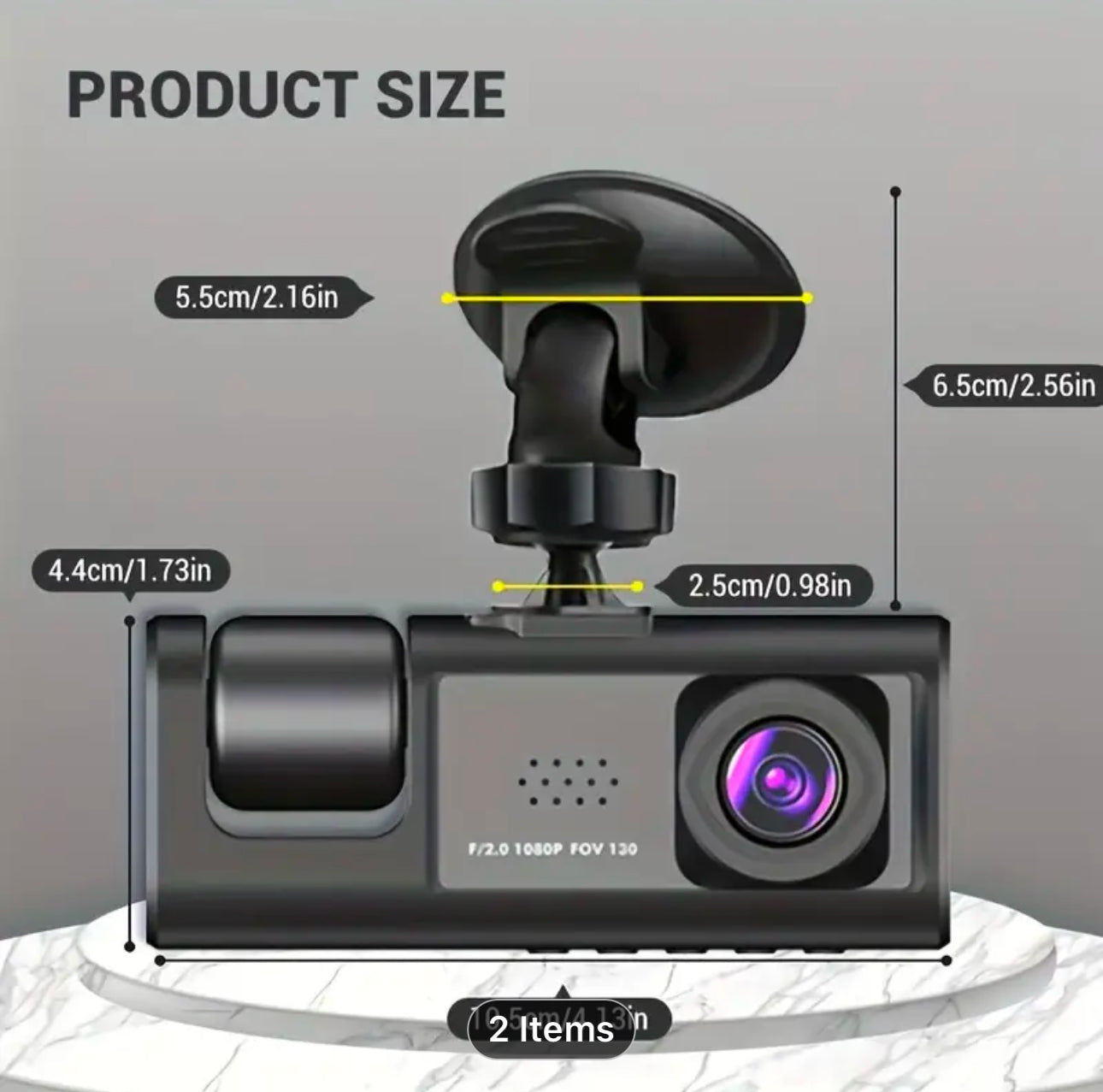 YODHA 3Y - Dash Cam WIFI IR Night Vision Loop Recording & 2" IPS Screen 1080P 3 Camera