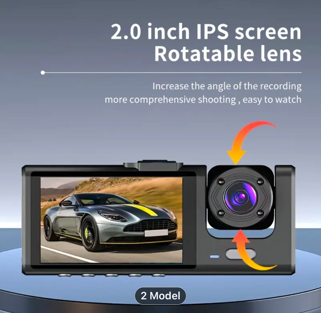 YODHA 3Y - Dash Cam WIFI IR Night Vision Loop Recording & 2" IPS Screen 1080P 3 Camera