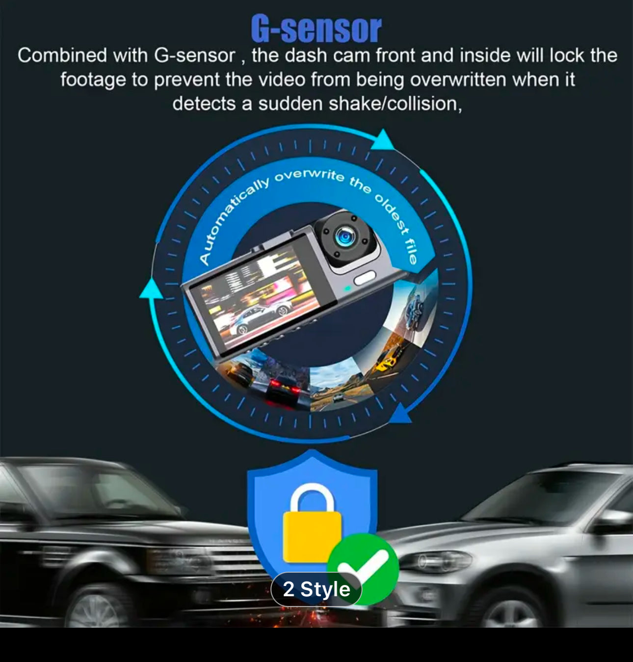 YODHA 3Y - Dash Cam WIFI IR Night Vision Loop Recording & 2" IPS Screen 1080P 3 Camera