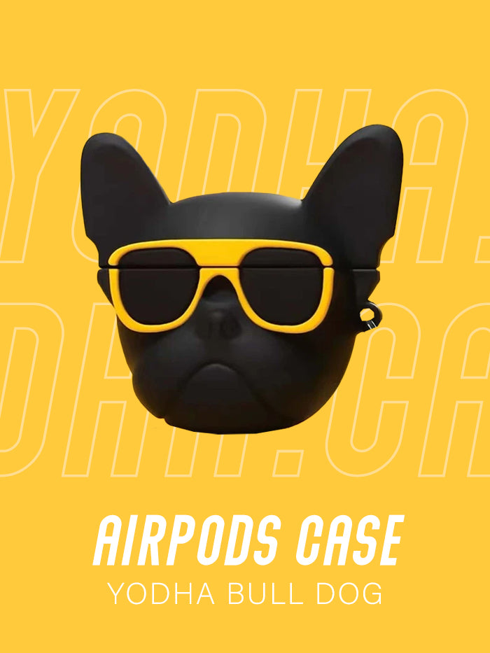 Black/Yellow Bulldog Airpods Case