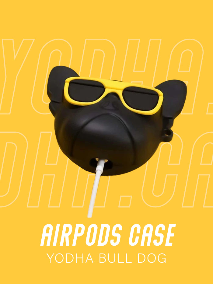 Black/Yellow Bulldog Airpods Case