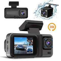 3 Channel Dash Cam 32/64 GB Micro SD Card for Cars Camera 1080P Video Recorder Rear View Camera for Vehicle Car/Van/Uber/Taxi/Lyft