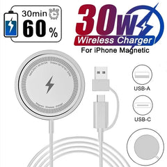 30W Magnetic Chargers Fast Wireless Charger Pad Stand for iPhone 15 14 13 12 11 Pro Max Airpods PD Macsafe Phone Charging Dock