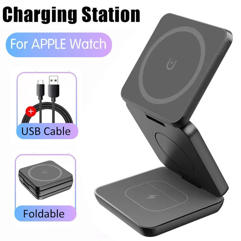 3 in 1 Foldable 30W Magnetic Wireless Charger Stand Macsafe for iPhone 15 14 13 Apple Watch 8 7 6 Airpods Fast Charging Station