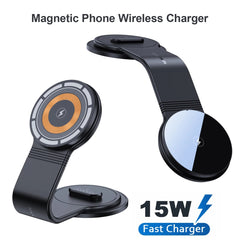 For iPhone Magsafe Car Mount Charger 15W Wireless Car Charger Bendable Cell Phone Holder Magnetic Stand in Car Magnets