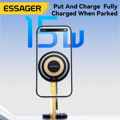 15W Magnetic Car Wireless Charger 360 Rotation Metal Foldable Charging Stand For Magsafe Iphone 15 14 13 12 11 Pro Max Samsung