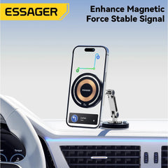 15W Magnetic Car Wireless Charger 360 Rotation Metal Foldable Charging Stand For Magsafe Iphone 15 14 13 12 11 Pro Max Samsung