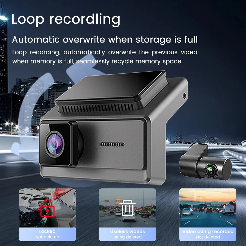 3 Channel Car 2K + 1K+ 1K FRONT+ INSIDE +REAR Vehicle Dash Cam Wifi + G Sensor + Loop Recording (Copy) (Copy)