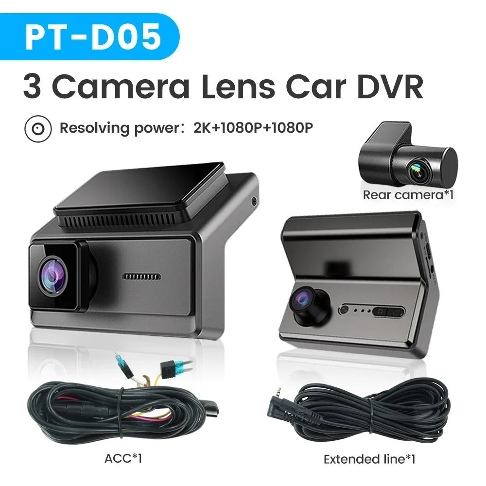 3 Channel Car 2K + 1K+ 1K FRONT+ INSIDE +REAR Vehicle Dash Cam Wifi + G Sensor + Loop Recording (Copy) (Copy)