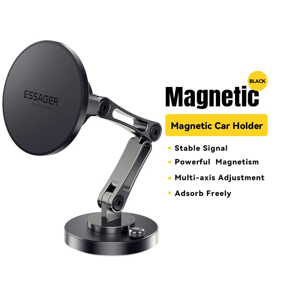 15W Magnetic Car Wireless Charger 360 Rotation Metal Foldable Charging Stand For Magsafe Iphone 15 14 13 12 11 Pro Max Samsung