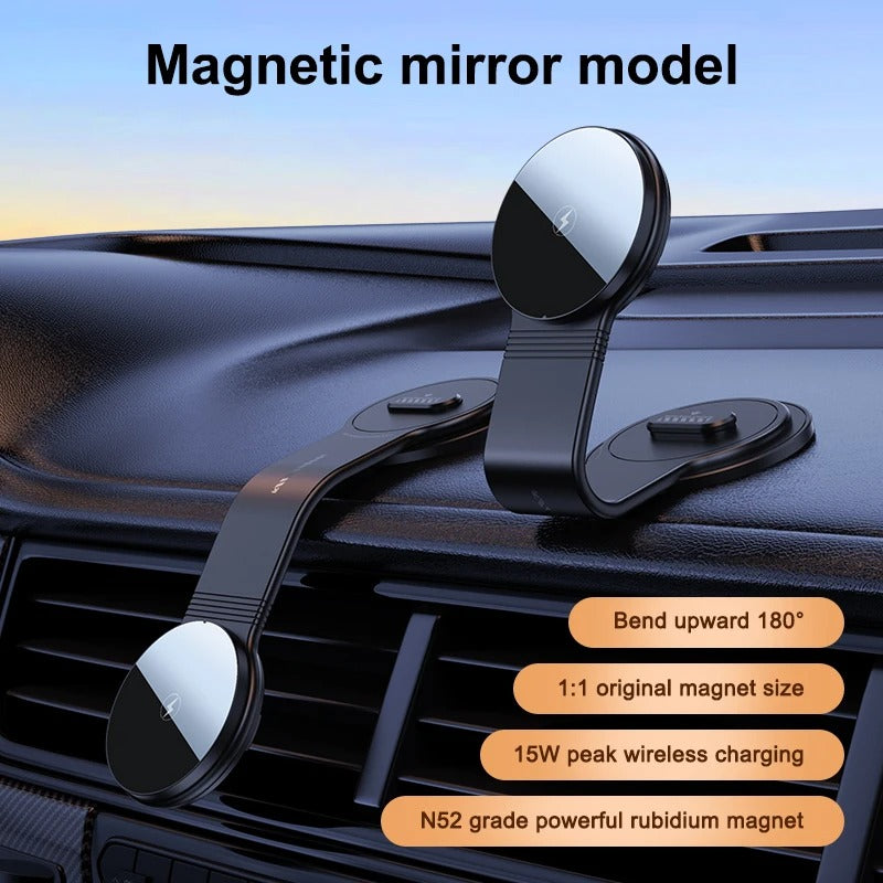 For iPhone Magsafe Car Mount Charger 15W Wireless Car Charger Bendable Cell Phone Holder Magnetic Stand in Car Magnets