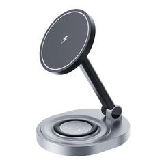 Foldable 2 In 1 Magnetic Wireless Charging Stand For Magsafe iPhone 15 14 13 12 Apple Watch 8 7 6 Airpods Fast Wireless Charger